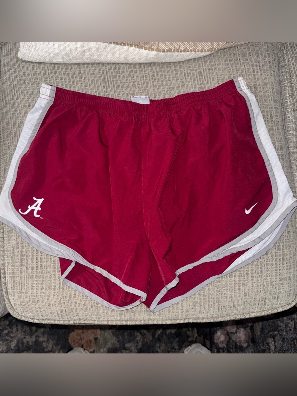 Nike Women's Crimson Red Athletic Shorts with White Trim